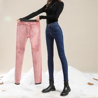 Wholesale Men s Jeans Fleece Slim Women For Winter Thicken Stretch Skinny Pencil Pants Velvet Casual Female Denim Streetwear