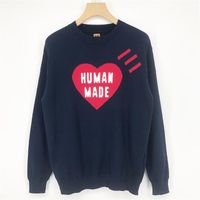 Wholesale Men s Sweaters FW TOP Human Made Navy Blue Men Women Sweater High Quality Knit Sweatshirts Oversize Pullover