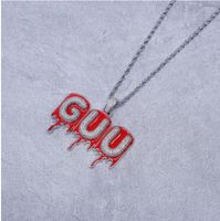 Wholesale A Z Custom Name Red Oil Crushing letter Pendant Necklace Hip Hop Jewelry Gold Silver With Free inch Rope Chain
