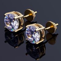 Wholesale Copper K Gold Platinum Plated Round Clear Cubic Zirconia Stud Earrings for Women Men Ladies Fashion Jewelry Gift High Quality