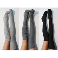 Wholesale Socks Hosiery Women Over Knee Fashion Female Sexy Stockings Warm Long Boot Knit Thigh High Gray Khaki Blue Black