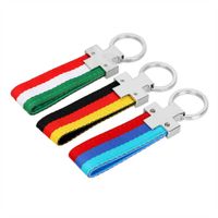 Wholesale New Car Key Ring Metal and Cloth Keychain Outdoor Sport Styling Car Accessories Italy Germany Flag Universal