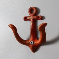 Wholesale Hooks Rails Metal Anchor Wall Door Mounted Clothes Towel Hat Key Hanger White Red Blue Brown Andcrafted Classic Antique Cast Iron