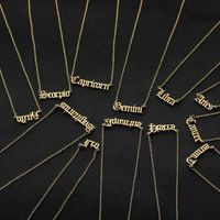 Wholesale Gold Silver Stainless Steel Star Zodiac Sign Neckless Constellation English alphabet Pendant Necklace Women Gold Chain Necklace Men Jewelry gift