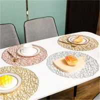 Wholesale Pvc Plastic Hollow Placemat For Dining Table Heat Insulation Non Slip Round Geometric Pads Mats Home Decoration