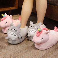 Wholesale One Size Cm Winter Men Women Slippers Indoor Toys Animal Unicorn Dinosaur Husky Totoro Shoes Warm Home House Slides