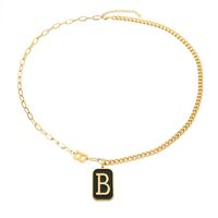 Wholesale Fashion B letter square pendant personality trend hip hop clavicle chain niche dign photosensitive face chain