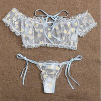 Wholesale Bras Sets Porno Sexy Lingerie Set Erotic Mesh Transparent Underwear Cute Daisy Lenceria Erotica Mujer Sexi Top With Underpants