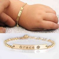 Wholesale Custom Name Bracelet Stainless Steel Adjustable Baby Toddler Child ID Bracelet Personalized Girl Boy Birthday Gift BFF
