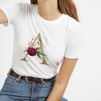 Wholesale Custom rose gold letter printed short sleeve T shirt top European and American cross border summer trend T shirt women