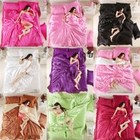 Wholesale 100 Good Quality Satin Silk Bedding Sets Flat Solid Color Queen King Size Duvet Cover Flat Sheet Pillowcase Twin Size1 R2