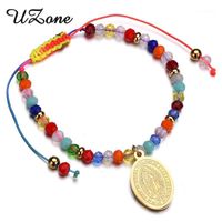 Wholesale UZone Natural Stone Beads Charm Bracelets For Women Styles Red String Virgin Mary Jewelry Bangle
