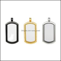Wholesale Findings Components Design Stainless Steel Rec Cabochon Base Glass Blank Po Frame Charms Pendant Setting Trays Diy Necklace Jewelry Drop D