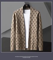 Wholesale Luxury Letter Printed Cardigan Jacket Men Designer Brand Fashion Pocket Knitted Cardigan Sweater Coat Men Casual Sweater