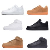 Wholesale Top Quality Mens FORCES Low Skateboards Shoes Designers Outdoor Chaussures One Unisex Knit Euro Airs High Women All White Triple Black Wheat Red Sports Trainers