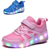 Wholesale Roller Sneakers Wheels Children Kids Girls Boys Babys Gift Fashion Sports Casual Led Light Flashing Running Skate Shoe G1210