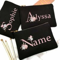 Wholesale Cosmetic Bags Cases Personalized Custom Initial Name Makeup Bag Bridal Case Canvas Toiletry Pouch Gifts For Bridesmaid