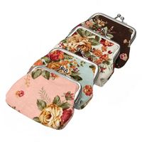 Wholesale Coin Purses COSW StyleWomen Roses Floral Fabric Clip Mini Small Pocket Purse Bag Clutch