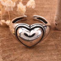 Wholesale Vintage Heart Solitaire Chain Ring with Geometry Shape Goth Cubic Zirconia Prong Setting Wedding Gift Fine Rings for Women Girls