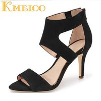 Wholesale Kmeioo Shoes Woman Ankle Wrap Sandals Open Toe High Heels Cut Out Zip Laides Prom Dancing Zapatos De Mujer