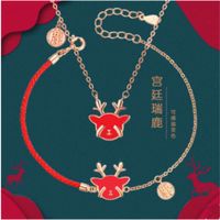 Wholesale 925 sier plated temperature sensitive color changing Bracelet women s creative national tide deer weaving red rope a deer has your hand