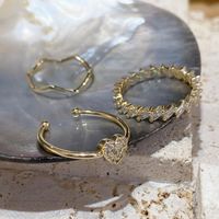 Wholesale Cluster Rings Fashion Korean Set Design Delicate Zircon Heart For Women Girls Mid Finger Knuckle Elegant Jewelry Gifts