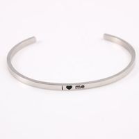 Wholesale Fashion I Love Me Sister Stainless Steel Engraved Positive Inspirational Quote Cuff Mantra Bracelet Bangle Gifts