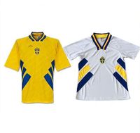 Wholesale 1994 World Cup Sweden Retro version Soccer Jerseys Home DAHLIN BROLIN LARSSON Soccer Shirt Customized Football Uniform