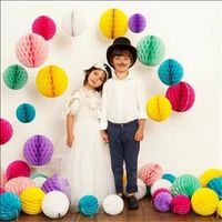 Wholesale 1Pc quot quot quot Multicolor Mini Tissue Paper Flower Honeycomb Balls Home Room Hall Hanging Decoration Wedding Party Craft