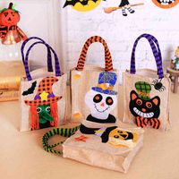 Wholesale Gift Wrap Halloween Bag Party Decoration Storage Bags Home Children Handbag Pumpkin Terror Tools Cartoons Linen witch Black Cat Candy ZJTL0127