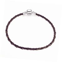Wholesale Fashion Soild Color Weaved Leather Bracelet Chain with S925 Sterling Silver Plated Clasp Fit Pandora Charm Beads Bracelets Women DIY Jewelry Making