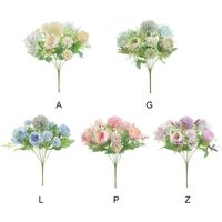Wholesale Decorative Flowers Wreaths Heads Hydrangea Artificial Bouquet Silk Blooming Fake Peony Bridal Hand Flower Roses Wedding Home Decor
