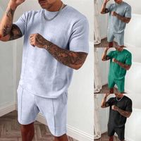 Wholesale Men s Tracksuits Set Fashion Short sleeved T shirt O neck Tops Shorts Plaid Two piece Suit Mexico Chicano Hiphop Style Summer Clothes