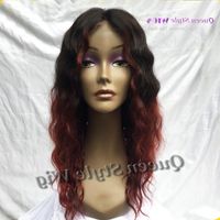 Wholesale Hot Cheap Brazilian Curly Hair Wig Soft Smooth Virgin Human Hair Half Hand Tied Lace Front Wigs Black Ombre Dark Red Burgundy Kihhb