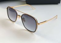 Wholesale System Titanium Sunglasses w Gold Black Frame Grey Gradient Lens Occhiali da sole Sonnenbrille Frames Men Fashion Sun Glasses with Box
