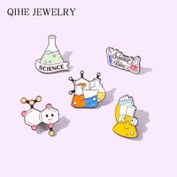 Wholesale Pins Brooches quot Science Rules quot Enamel Pins Science Chemistry Beaker Measuring Cup Metal Badges Bag Clothes Up Jewelry Gift For Friends
