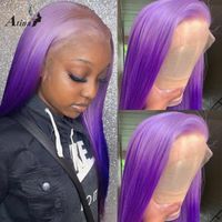 Wholesale Lace Wigs Ombre Colored Purple Loose Body Wave Front Wig Straight Inch HD Transparent Pre Plucked Human Hair Glueless