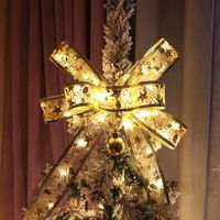 Wholesale Christmas Decoration Ribbon Lights String LED Christmas Tree Ornaments Top Bow Lantern Home Wedding Decorations DHD11695