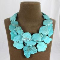 Wholesale Arrival Luck Store Necklace inches Huge Size Blue Color Chunky Statement Turquoises Jewelry