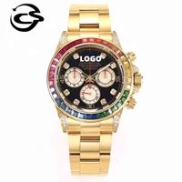 Wholesale Diver luxury mechanical watch L steel ETA Timing movement rose gold rainbow circle gemstone diamond brand
