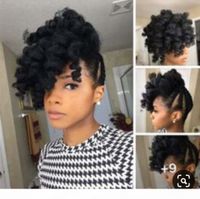 Wholesale Celebrity pineapple updo natural kinky hairstyle Human hair ponytail weave jet black curly hair puff free ship