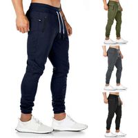 Wholesale Mens Casual Pants Fitness Men Drawstring Tights Zipper Pocket Sportswear Tracksuit Bottoms Skinny Sweatpants Trousers Men s