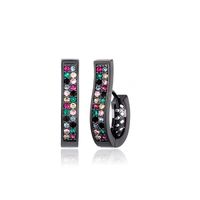 Wholesale 4mm Women s Hoop Earrings with Colors Zircon Rectangle Drop Earrings Hip Hop Fashion Jewelry Accessories