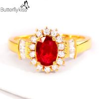 Wholesale Cluster Rings BK Real Sterling Silver Ruby For Women Girl Diamond Wedding Engagement Luxury Jewelry Anniversary Female Gifts