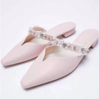 Wholesale Dress Shoes Autumn Women s Pink Single Bright Artificial Pearl Thick Heel Fashion Muller For Female