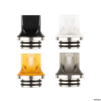 Wholesale 2 Styles Acrylic Flat Mouth Drip Tip Plastic Metal SS DripTip Wide Bore Square Mouthpiece For for Thread Tank Vape