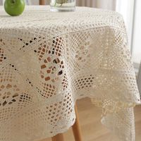 Wholesale Table Cloth Beige Antique Cut out Lace Circular Rectangular Tablecloth Manteles Para Mesa Rectangulares En Tela Dropship