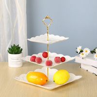 Wholesale 3 Tier Plastic Cake Fruit Plate Wedding Cake Plates Cupcake Stand Afternoon Tea Cakes Party Tableware Dessert Three Layer Desserts Rack wzg HP1298