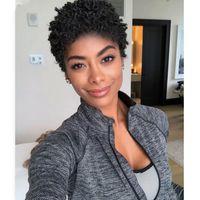 Wholesale short kinky curl soft brazilian African Americ hairstyle black wigs Simulation Human Hair women afro curly full wig