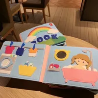 Wholesale Learning Toys D Washable Montessori Kids Toys Rainbow Story Felt Cloth Book Toddler Learning Busy Board Baby Early Education Basic Life Toy